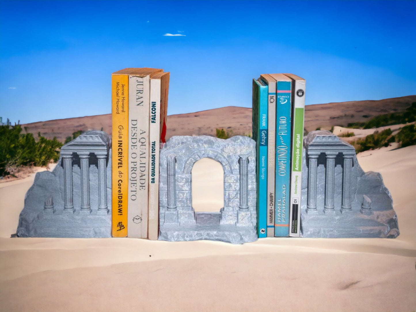 Ruined Bookends 3D Printed  - Quirky Urban Decor for Your Bookshelf or Office