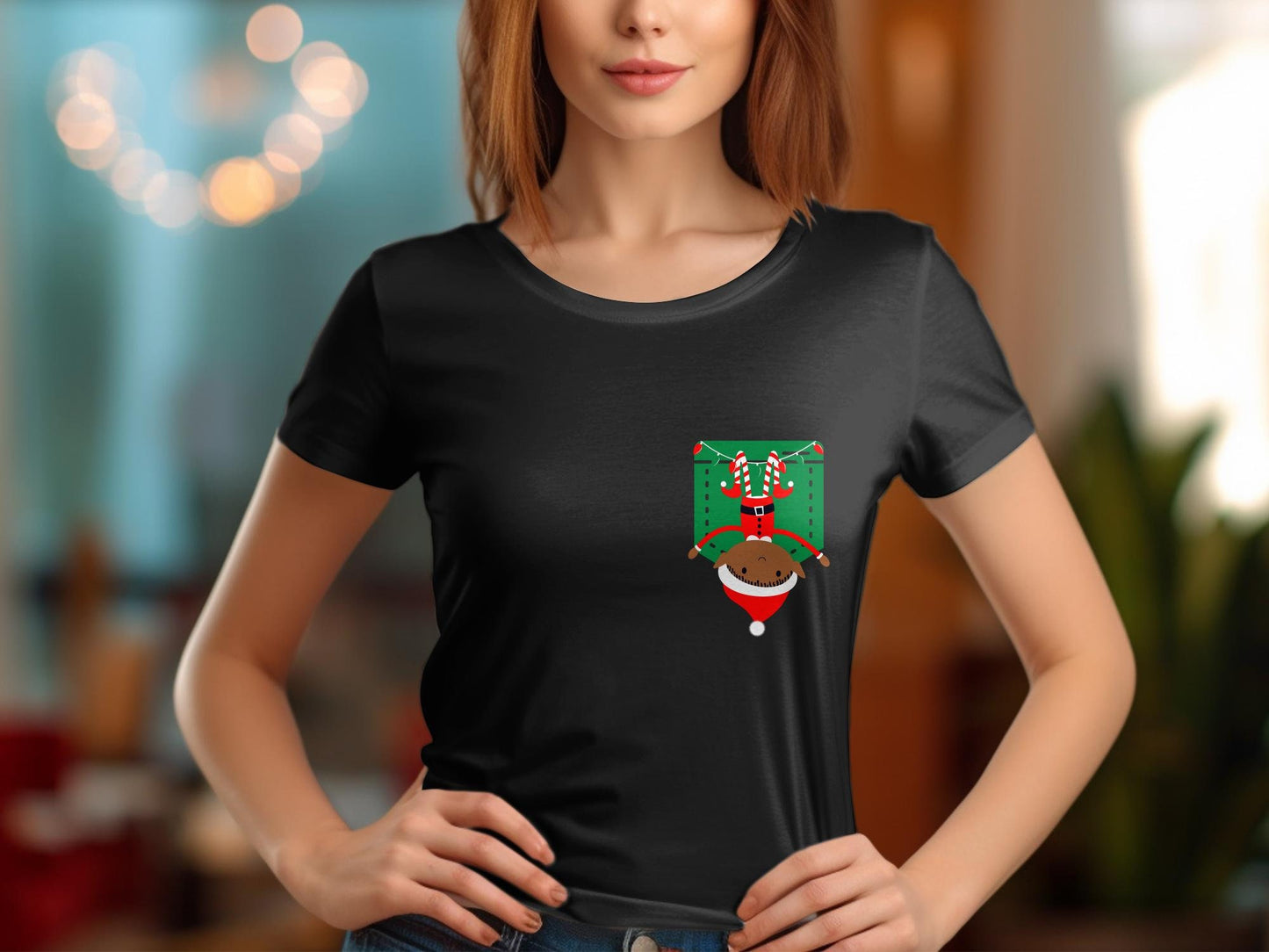 Christmas Boy Elf in a Pocket Shirt - Holiday Xmas Elf Funny Tee, Christmas Gift for Family, Winter Tee