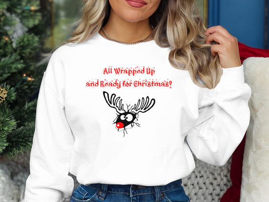 All Wrapped Up and Ready for Christmas Shirt - Reindeer Holiday Tee