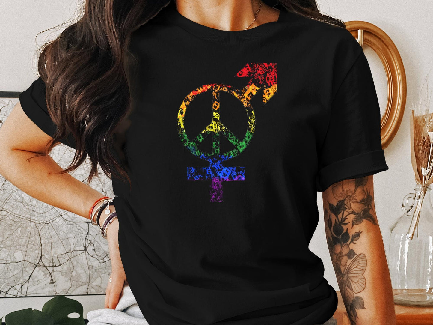 LGBTQ Peace Sign Tshirt - Equality and Ally Tee. Hippie T-Shirt