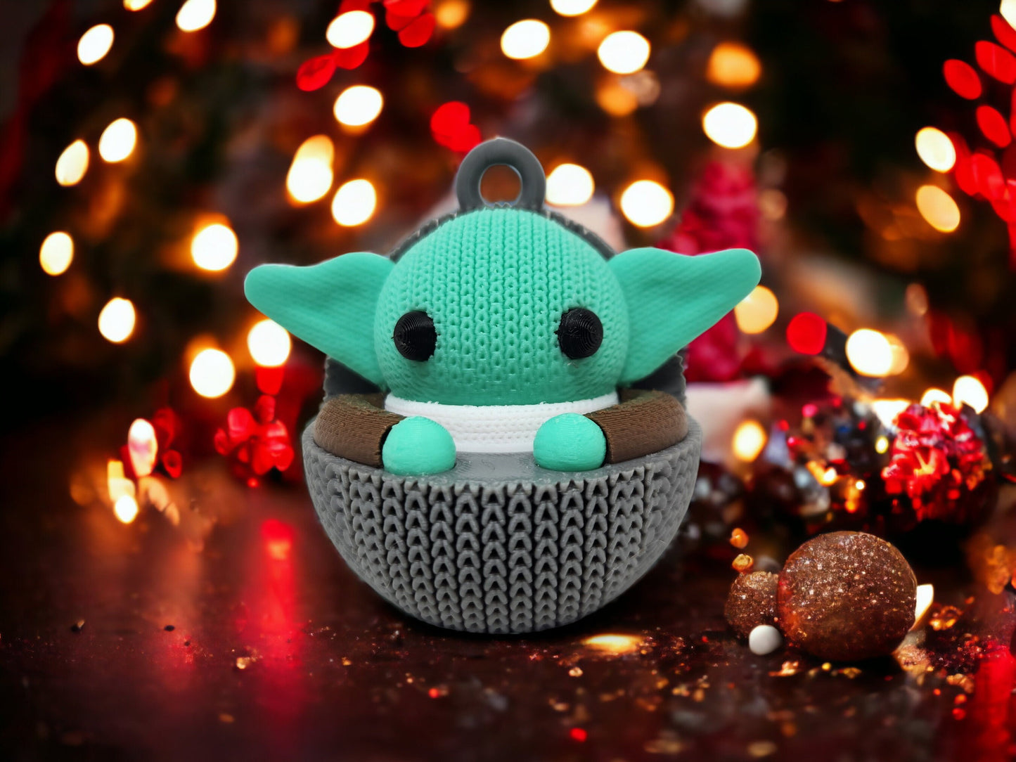 Handmade Baby Grogu Yoda Christmas Ornament - Mandalarion Christmas Holiday Gifts Stocking Stuffer