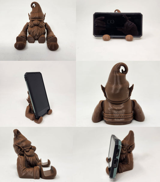 Custom Gnome 3D-Printed Phone Holder, Gnome Phone Holder, 3D-Printed Gnome, Cute Phone Stand, Desktop Gnome Holder, Gnome Decor