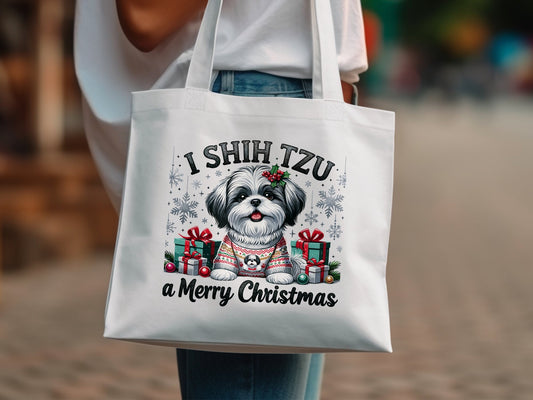 I Shih Tzu a Merry Christmas Tote Bag - A Pawsitively Festive Holiday Tote