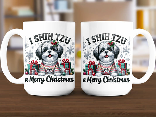 I Shih Tzu a Merry Christmas Ceramic Mug - A Pawsitively Festive Holiday Mug, I Love My Dog Mug, Shih Tzu Mommy