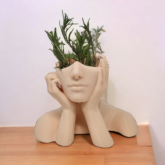 Half Head Planter Pot with Drainage | Abstract Woman Statue Bust | Unique Succulent Planter