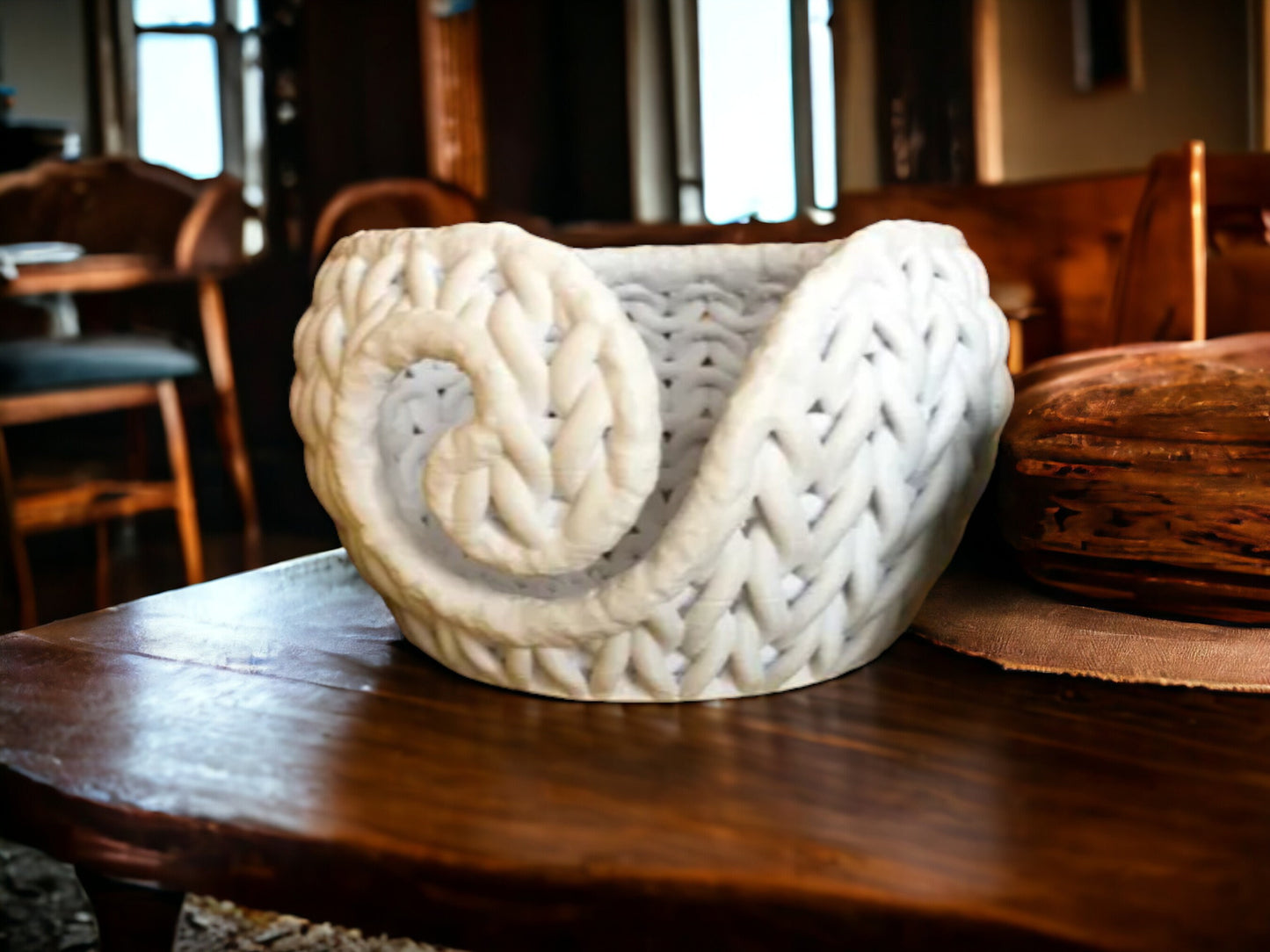 Yarn Bowl with Thick Regular Knit Pattern - Crafting Gift Idea Crochet Wool Organizer 3D Printed  | Yarn Accessory - Knitting - Crochet