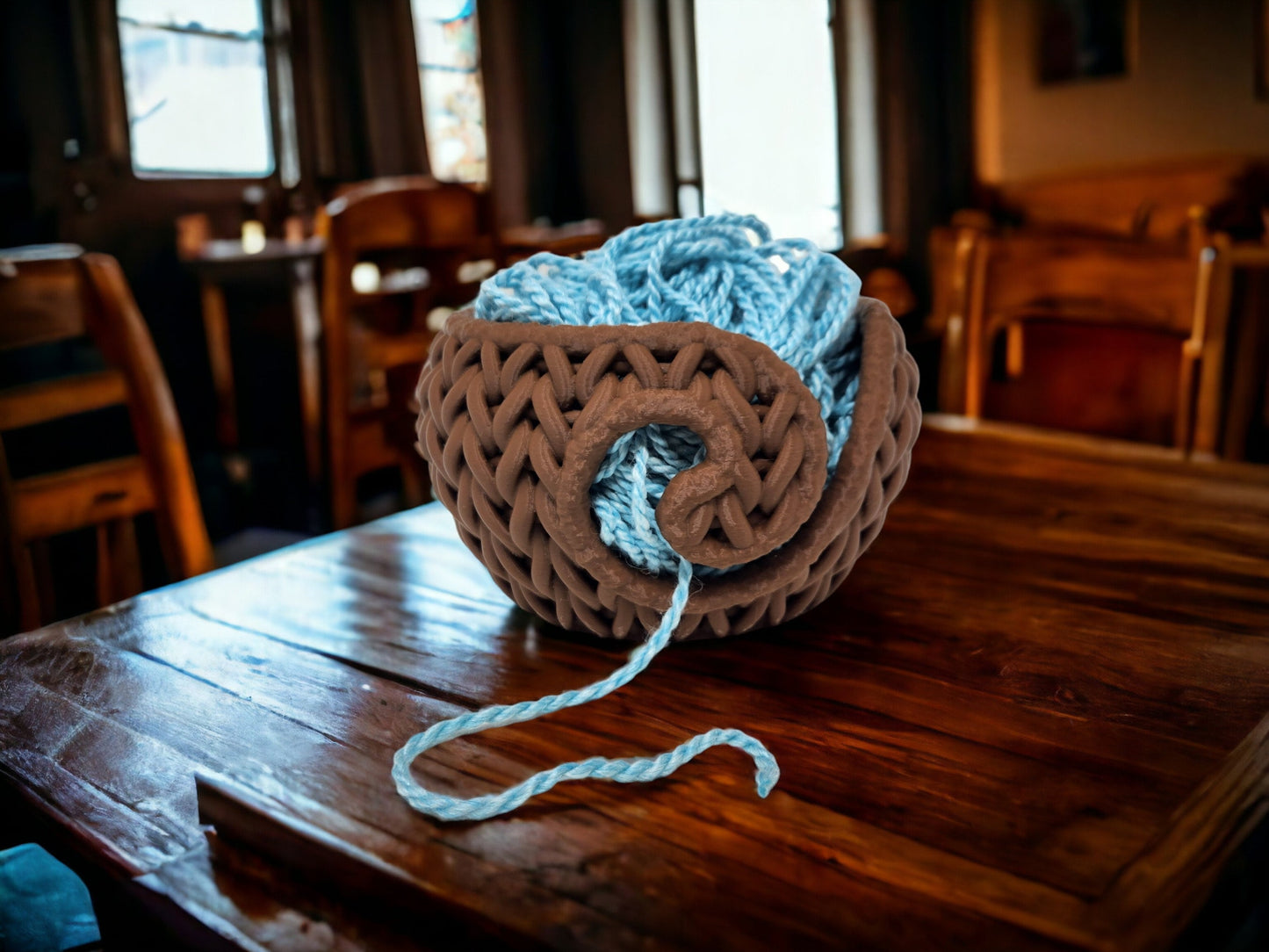 Yarn Bowl with Thick Regular Knit Pattern - Crafting Gift Idea Crochet Wool Organizer 3D Printed  | Yarn Accessory - Knitting - Crochet