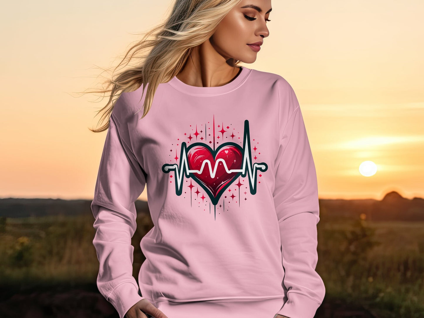 An ECG line Heart shape heartbeat for Valentine's Day, Funny Valentines Shirt, Cute Graphic Tees for Women, Valentine's Gift