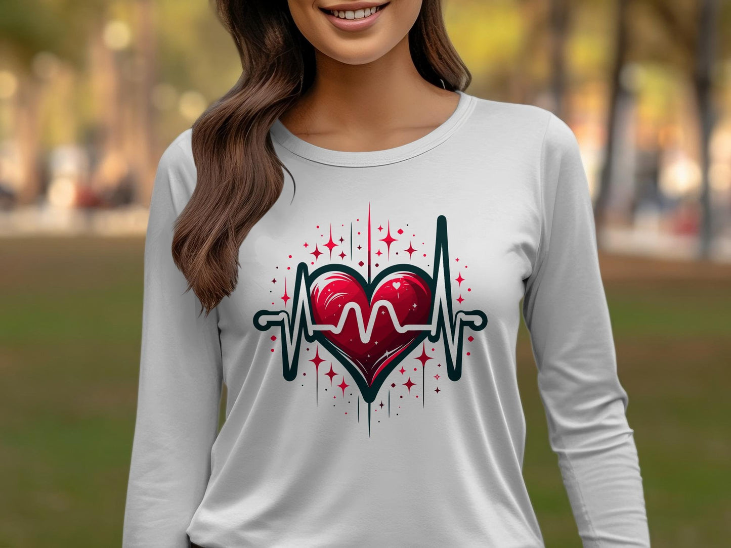 An ECG line Heart shape heartbeat for Valentine's Day, Funny Valentines Shirt, Cute Graphic Tees for Women, Valentine's Gift