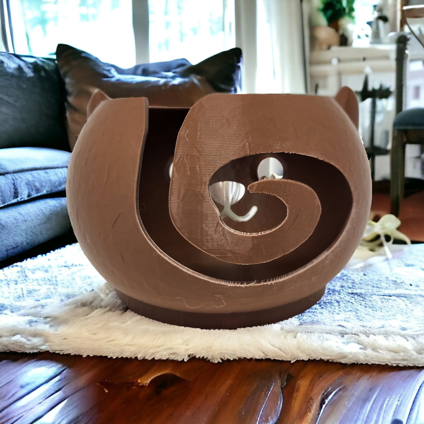 Cat Yarn Bowl - Creative Feline-Inspired Crochet and Knitting Wool Organizer 3D Printed Cute Kitty Trinkets, Candy, Jewelry, or Coins