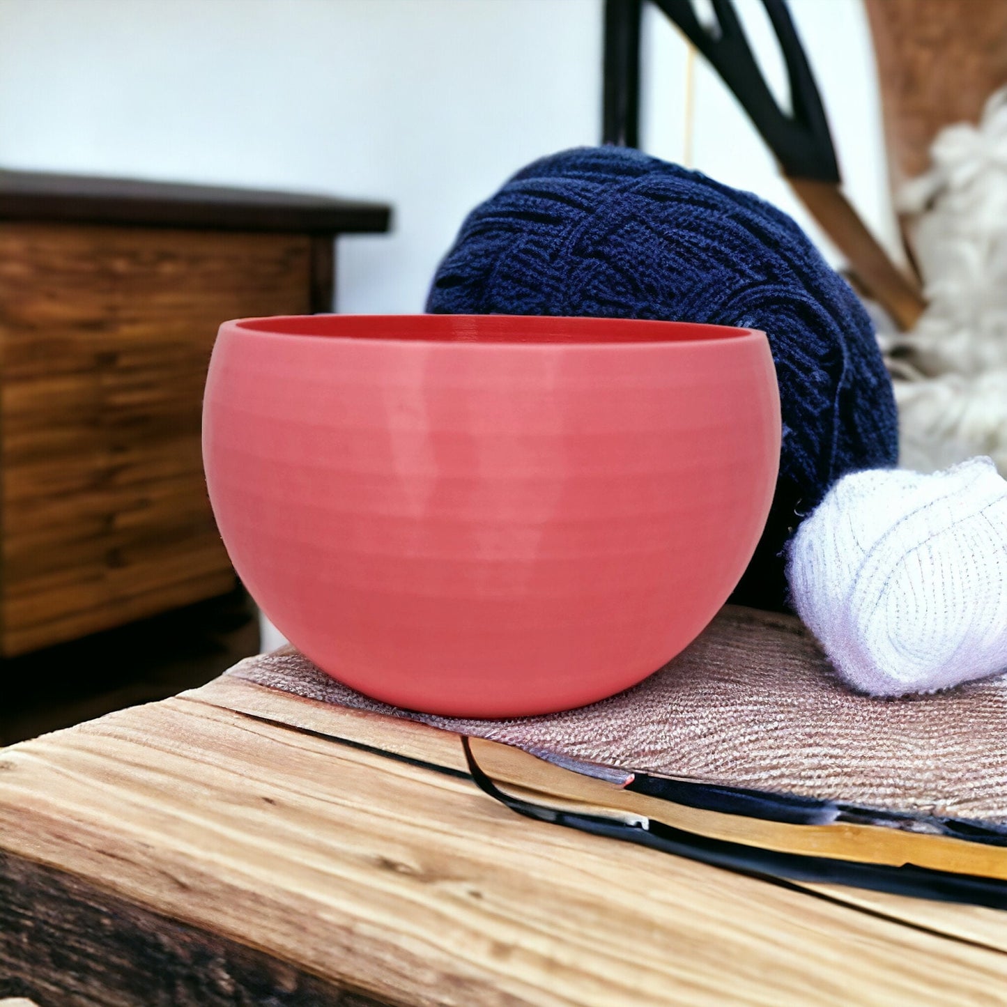 Yarn Bowl with Geometric Subtle Poly Pattern - Single or Double Crafters' Essential 3D Printed Cute Kitty Trinkets, Candy, Jewelry, or Coins