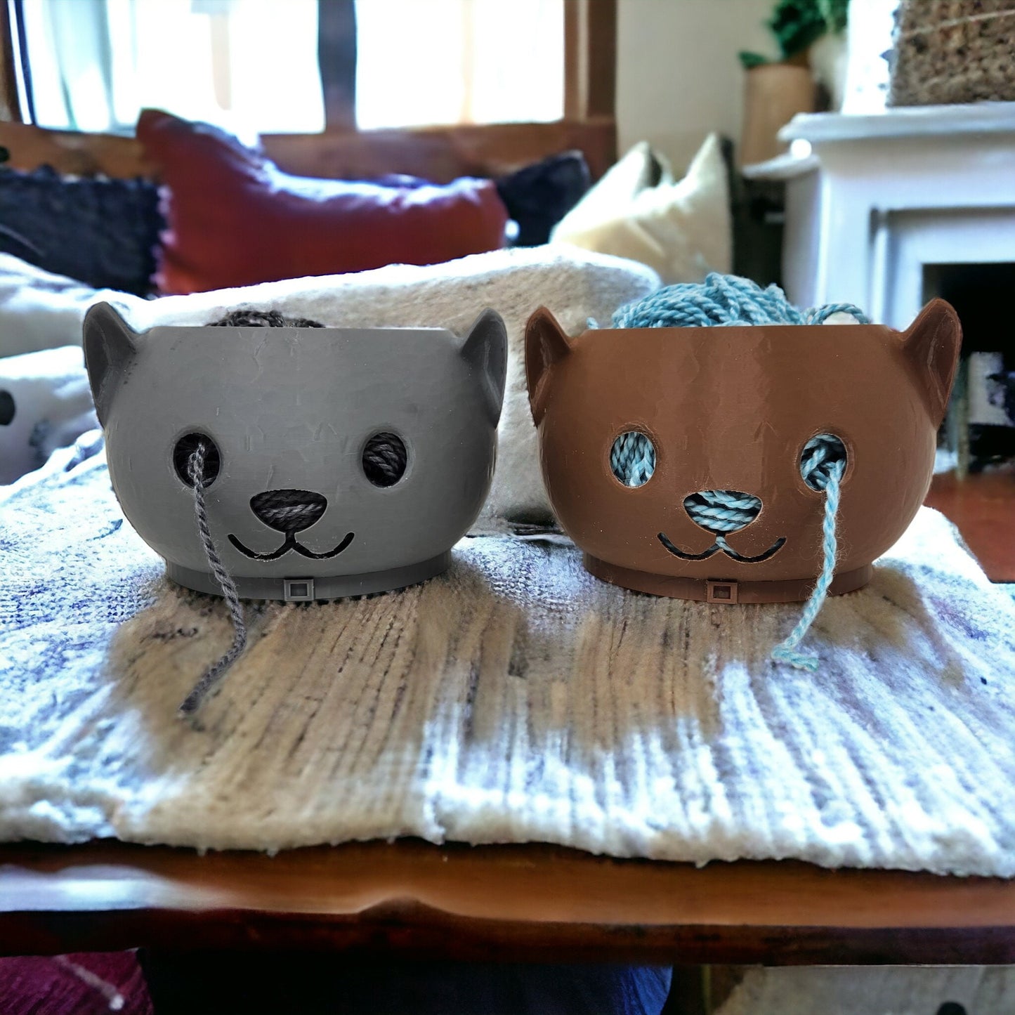 Cat Yarn Bowl - Creative Feline-Inspired Crochet and Knitting Wool Organizer 3D Printed Cute Kitty Trinkets, Candy, Jewelry, or Coins