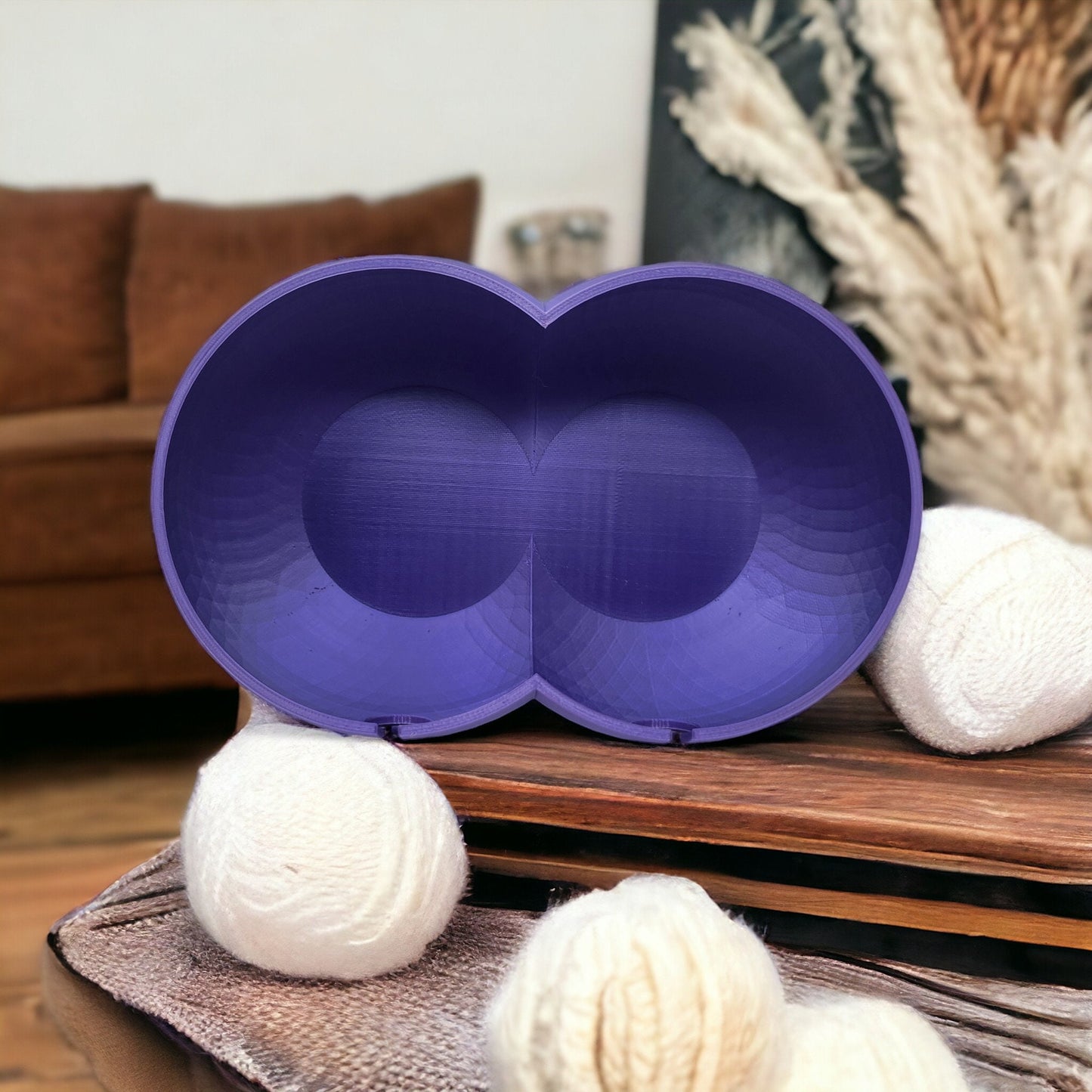 Yarn Bowl with Geometric Subtle Poly Pattern - Single or Double Crafters' Essential 3D Printed Cute Kitty Trinkets, Candy, Jewelry, or Coins